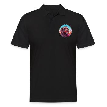 Wirehaired Pointing Griffon Dog Breed Cartoon Kawa - Men's Polo Shirt - black - Front - Kai (181cm)