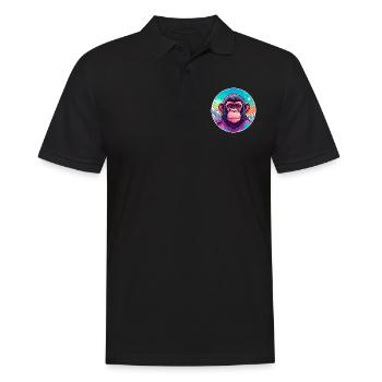Chimpanzé aquarelle dessin animé kawaii animal de compagnie Co - Polo Homme - noir - Devant - Kai (181cm)