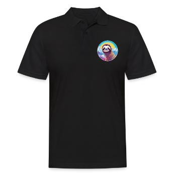 Sloth Watercolor Cartoon Kawaii Pet Animal Colorfu - Men's Polo Shirt - black - Front - Kai (181cm)