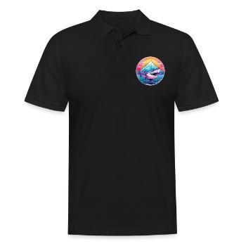 Requin Aquarelle Dessin Animé Kawaii Animal De Compagnie Colorfu - Polo Homme - noir - Devant - Kai (181cm)