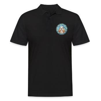 Clumber Spaniel Hund Rasse Buntes Glas Bunt W - Männer Poloshirt - Schwarz - Vorne - Kai (181cm)