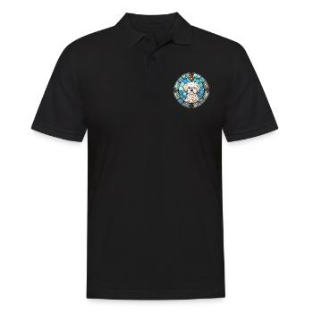 Chien maltais race vitrail coloré Watercolo - Polo Homme - noir - Devant - Kai (181cm)