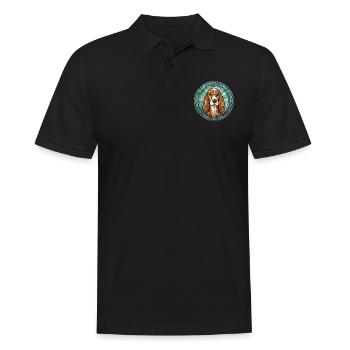 Russischer Harlekin Hund Rasse Buntglas Co - Männer Poloshirt - Schwarz - Vorne - Kai (181cm)