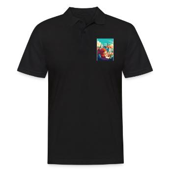 Bratislava Slowakei Vintage Reiseposter Souvenir - Männer Poloshirt - Schwarz - Vorne - Kai (181cm)