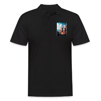 Santander Spanien Vintage Reiseposter WPA Souvenir - Männer Poloshirt - Schwarz - Vorne - Kai (181cm)