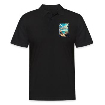 Galicien Spanien Vintage Reiseposter WPA Souvenir - Männer Poloshirt - Schwarz - Vorne - Kai (181cm)