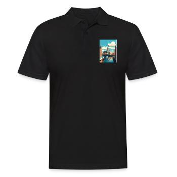Hambourg Allemagne Vintage voyage affiche WPA Souvenir - Polo Homme - noir - Devant - Kai (181cm)