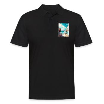 Mykonos Grèce décoration Vintage Travel Poster - Polo Homme - noir - Devant - Kai (181cm)