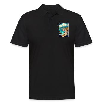 Lefkada Griechenland Dekoration Vintage Reise Poster - Männer Poloshirt - Schwarz - Vorne - Kai (181cm)