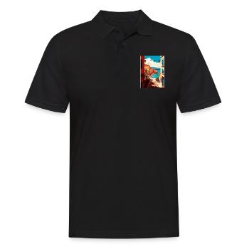 Chania Griechenland Dekoration Vintage Reiseposter WPA - Männer Poloshirt - Schwarz - Vorne - Kai (181cm)