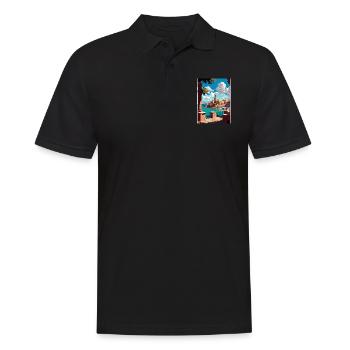 Chania Griechenland Dekoration Vintage Reiseposter WPA - Männer Poloshirt - Schwarz - Vorne - Kai (181cm)