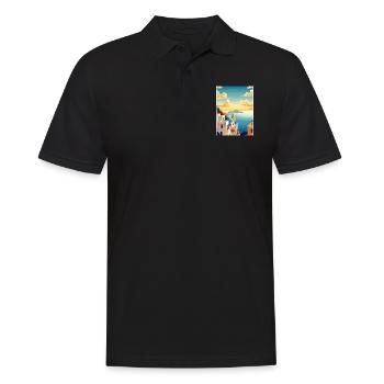 Santorin Grèce décoration grec voyage affiche - Polo Homme - noir - Devant - Kai (181cm)