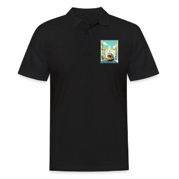 Lisbonne Portugal Tram Vintage voyage affiche WPA Art - Polo Homme - noir - Devant - Kai (181cm)
