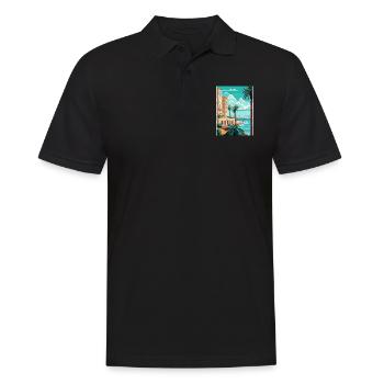 Cote D Azur Frankreich Vintage Reiseposter Souvenir - Männer Poloshirt - Schwarz - Vorne - Kai (181cm)
