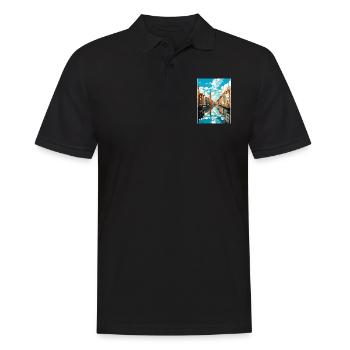 Reiseplakat Danzig, polnische Ostseeküste, Polen - Männer Poloshirt - Schwarz - Vorne - Kai (181cm)