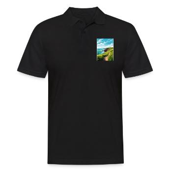 St Davids Head Pembrokeshire Vintage Travel Poster - Men's Polo Shirt - black - Front - Kai (181cm)