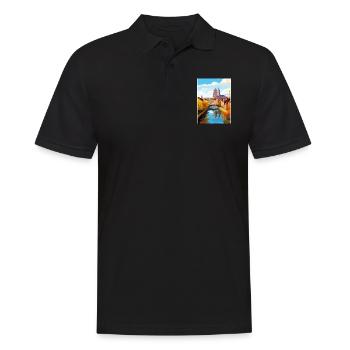 Amiens France Vintage Travel Poster WPA Souvenir - Men's Polo Shirt - black - Front - Kai (181cm)