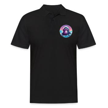 Chimpanzé aquarelle dessin animé kawaii animal de compagnie Co - Polo Homme - noir - Devant - Kai (181cm)