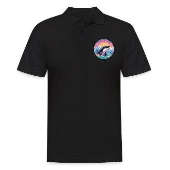 Orca Aquarell Karikatur Kawaii Haustier Tier Bunt - Männer Poloshirt - Schwarz - Vorne - Kai (181cm)