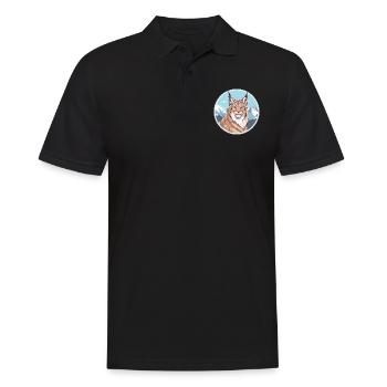 Lynx Watercolor Cartoon Kawaii Pet Animal Colorful - Men's Polo Shirt - black - Front - Kai (181cm)