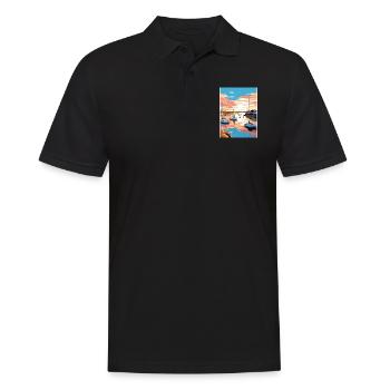 Poole Harbour England Vintage Reiseposter WPA - Männer Poloshirt - Schwarz - Vorne - Kai (181cm)