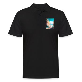 Brighton Dekoration Vintage Reiseposter Souvenir - Männer Poloshirt - Schwarz - Vorne - Kai (181cm)