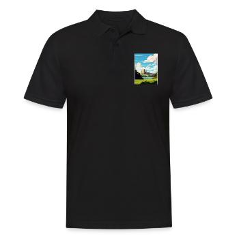 Cardiff Castle Wales Vintage Reiseposter WPA Kunst - Männer Poloshirt - Schwarz - Vorne - Kai (181cm)