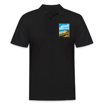Polkerris Cornwall Vintage voyage affiche Souvenir - Polo Homme - noir - Devant - Kai (181cm)