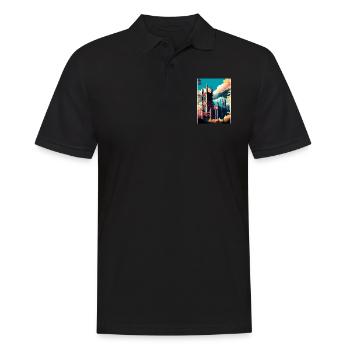 Manchester Angleterre Vintage voyage affiche Souvenir - Polo Homme - noir - Devant - Kai (181cm)