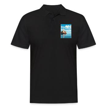 The Needles England Vintage Reiseposter Souvenir - Männer Poloshirt - Schwarz - Vorne - Kai (181cm)