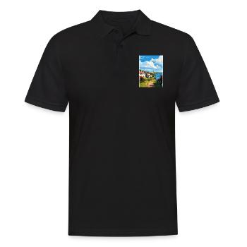 Ruan Minor Cornouailles Vintage voyage affiche Souvenir - Polo Homme - noir - Devant - Kai (181cm)