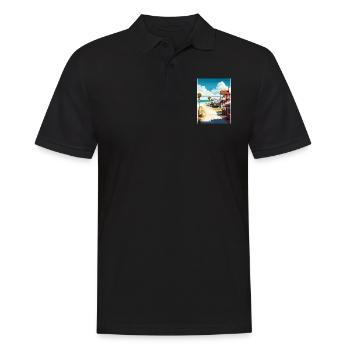 Santa Rosa Beach Florida Vintage Travel Poster WPA - Men's Polo Shirt - black - Front - Kai (181cm)
