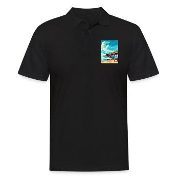 Cocoa Beach Florida Vintage Reiseposter Souvenir - Männer Poloshirt - Schwarz - Vorne - Kai (181cm)