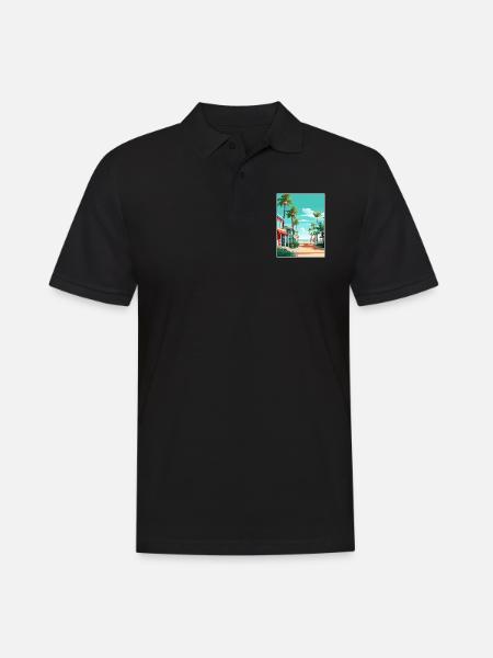 South Beach Texas Vintage Travel Poster Souvenir - Men's Polo Shirt - black