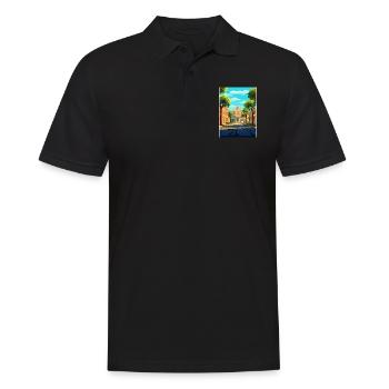 Savannah Géorgie Vintage voyage affiche Souvenir - Polo Homme - noir - Devant - Kai (181cm)