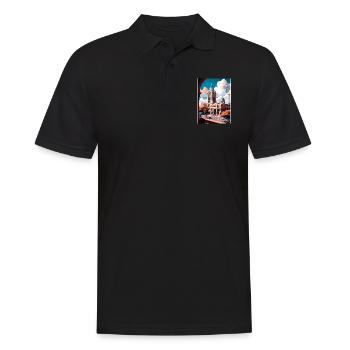 San Antonio Texas Vintage Travel Poster Souvenir - Men's Polo Shirt - black - Front - Kai (181cm)