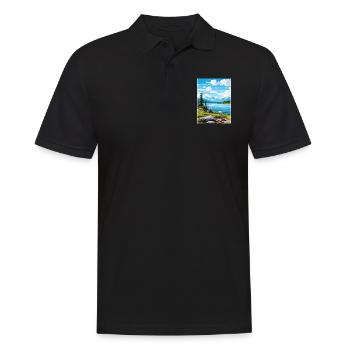 Naknek Lake Alaska Vintage Reiseposter Souvenir - Männer Poloshirt - Schwarz - Vorne - Kai (181cm)