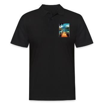 Nelson Lakes New Zealand Vintage Travel Poster WPA - Men's Polo Shirt - black - Front - Kai (181cm)