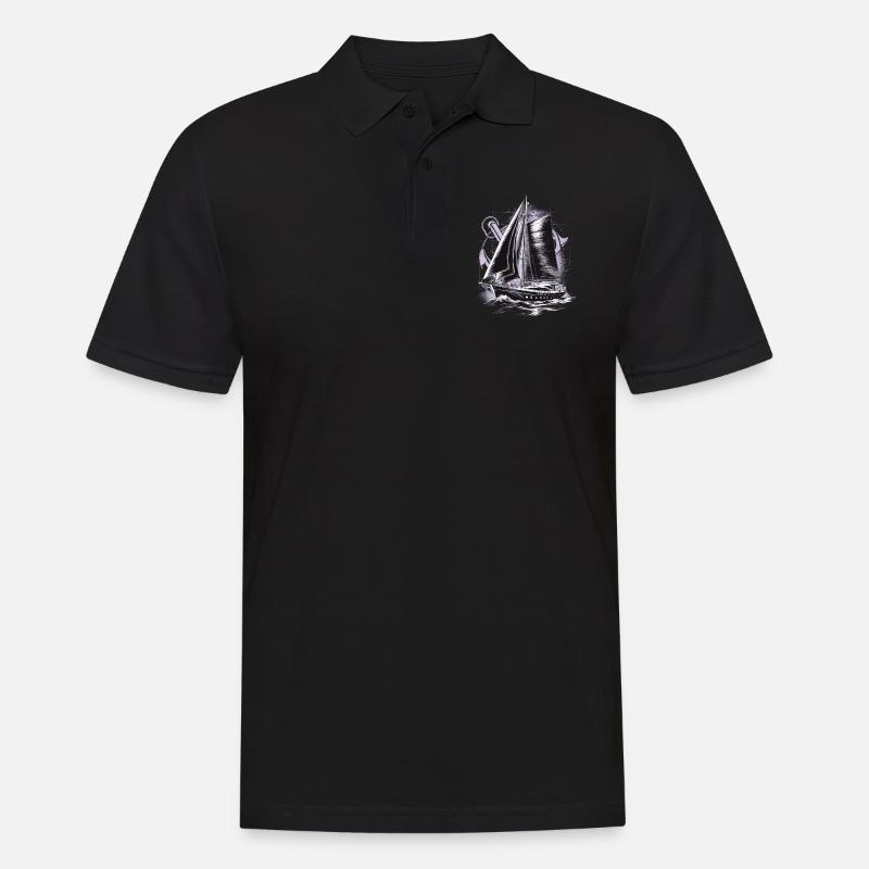 Segelboot mit Anker Geschenk - Männer Poloshirt - Schwarz