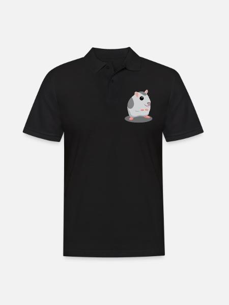 Nette graue Hamster-Karikatur - Männer Poloshirt - Schwarz
