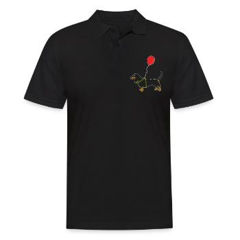 Dackel mit Luftbballon Hundeliebhaber Geschenk - Männer Poloshirt - Schwarz - Vorne - Kai (181cm)