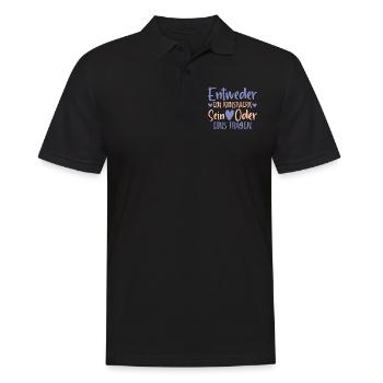 Entweder ein Kunstwerk Sein Nageldesignerin - Männer Poloshirt - Schwarz - Vorne - Kai (181cm)