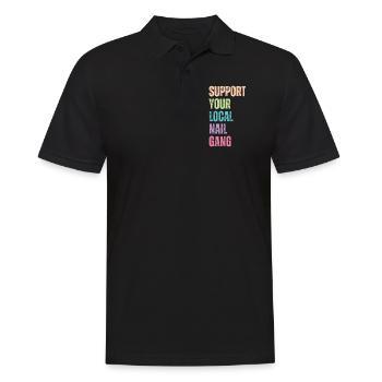 Unterstützen Sie Ihren Lokalen Nail Gang Nail Tech - Männer Poloshirt - Schwarz - Vorne - Kai (181cm)
