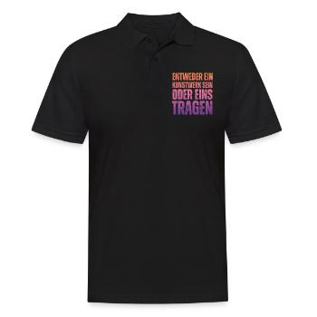Entweder ein Kunstwerk Sein Nageldesignerin - Männer Poloshirt - Schwarz - Vorne - Kai (181cm)