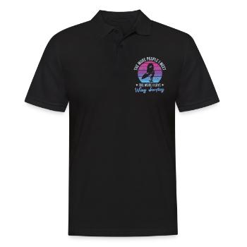 Plus je rencontre de gens, plus je surfe sur les ailes - Polo Homme - noir - Devant - Kai (181cm)
