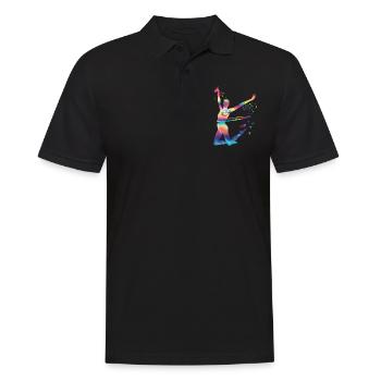 Gymnast with Hoop Rhythmic Gymnastics - Men's Polo Shirt - black - Front - Kai (181cm)