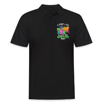 Un bonbon un monstre drôle d’Halloween - Polo Homme - noir - Devant - Kai (181cm)