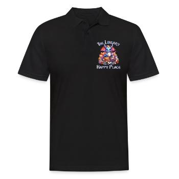 La bibliothèque est mon lieu de bonheur, dragons - Polo Homme - noir - Devant - Kai (181cm)