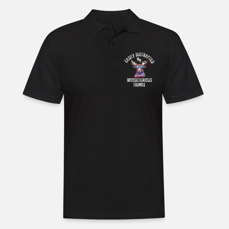 Leicht Abgelenkter Lustiger Elch-elch - Männer Poloshirt - Schwarz