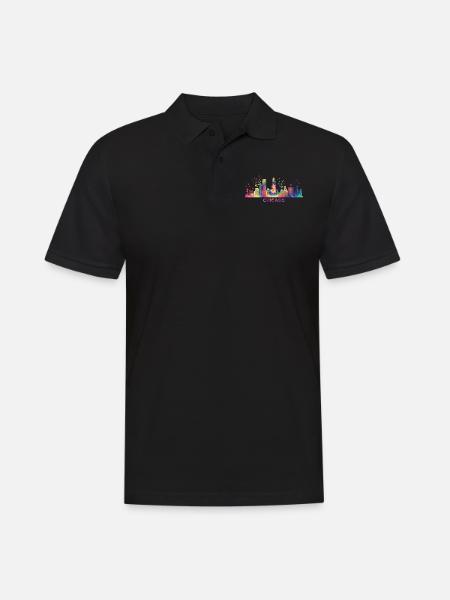 Chicagoan Aquarell Skyline Chicago - Männer Poloshirt - Schwarz